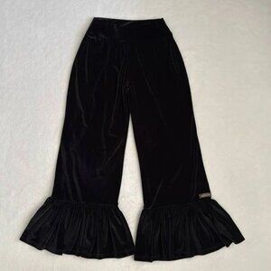 Matilda Jane Black Velour big ruffle pants, sz 6, GUC Made in Peru
